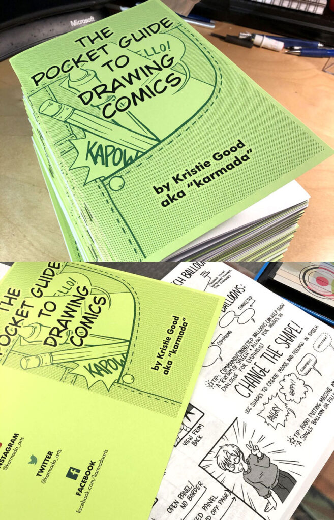 Image of a small paper book about drawing comics